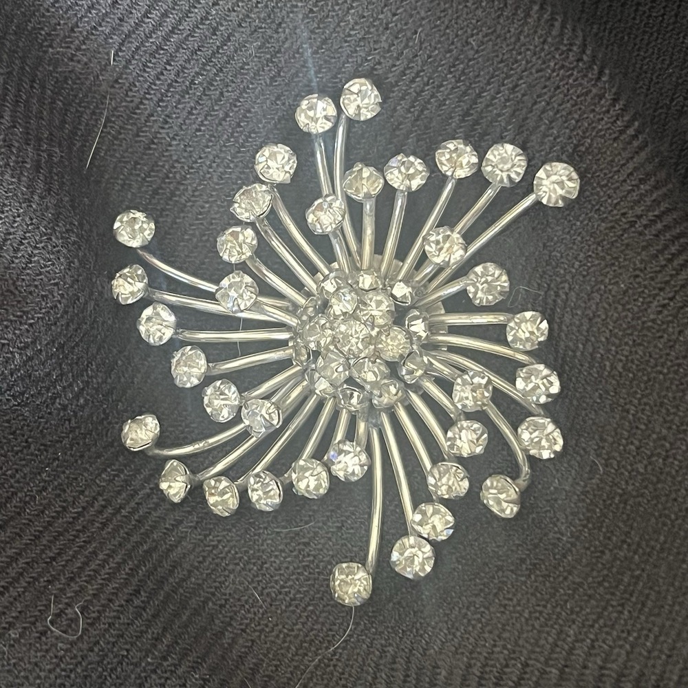 Vintage Stanley Singer Rhinestone Starburst Brooch Atomic Mid Century Pin
